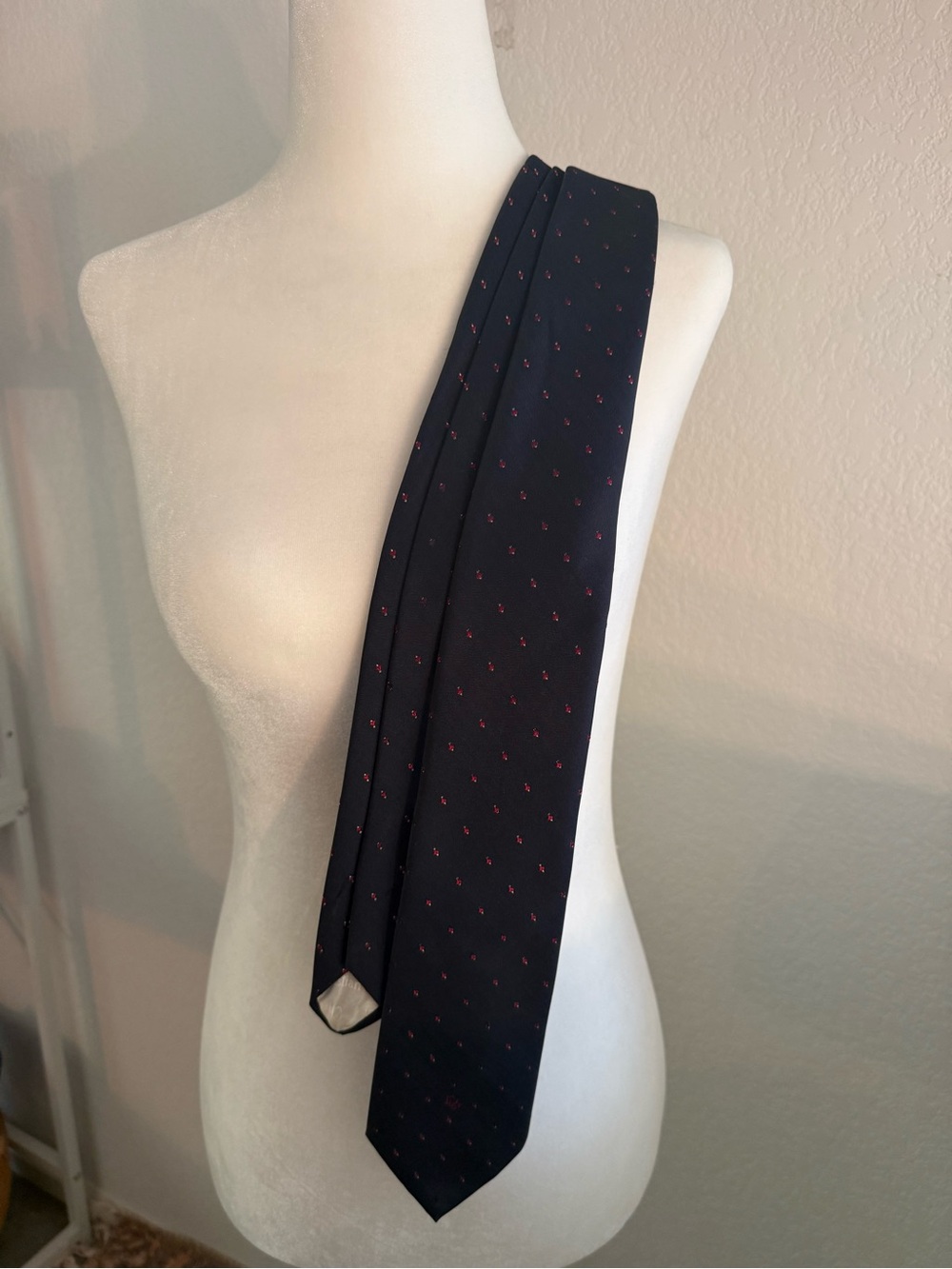 Dior Navy Tie with Small Red Motif